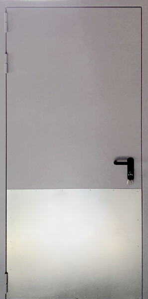 Противопожарная дверь с металлическим отбойником Однопольная глухая противопожарная дверь EI 60 RAL 7004 (с оцинкованным отбойником) (20)