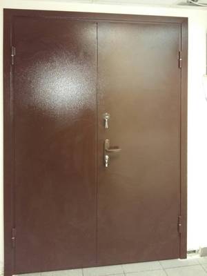 Коричневая двустворчатая техническая дверь Коричневая двустворчатая техническая дверь