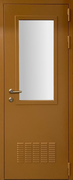 Внешняя сторона Остекленная техническая дверь RAL 1011 (с вентиляцией) (09)